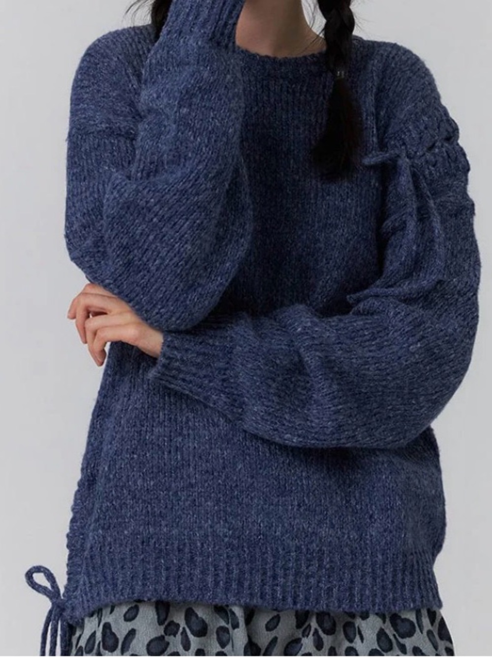 Cozy Women's Crewneck Sweater in Denim Blue